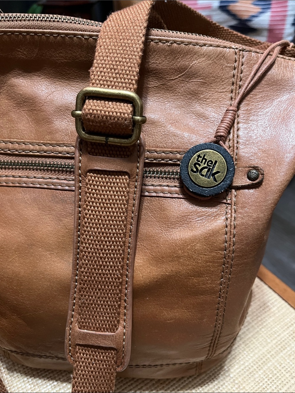 The Sak all  leather‎ Multicolor Patterned Interior crossbody shoulder bag - Picture 8 of 12